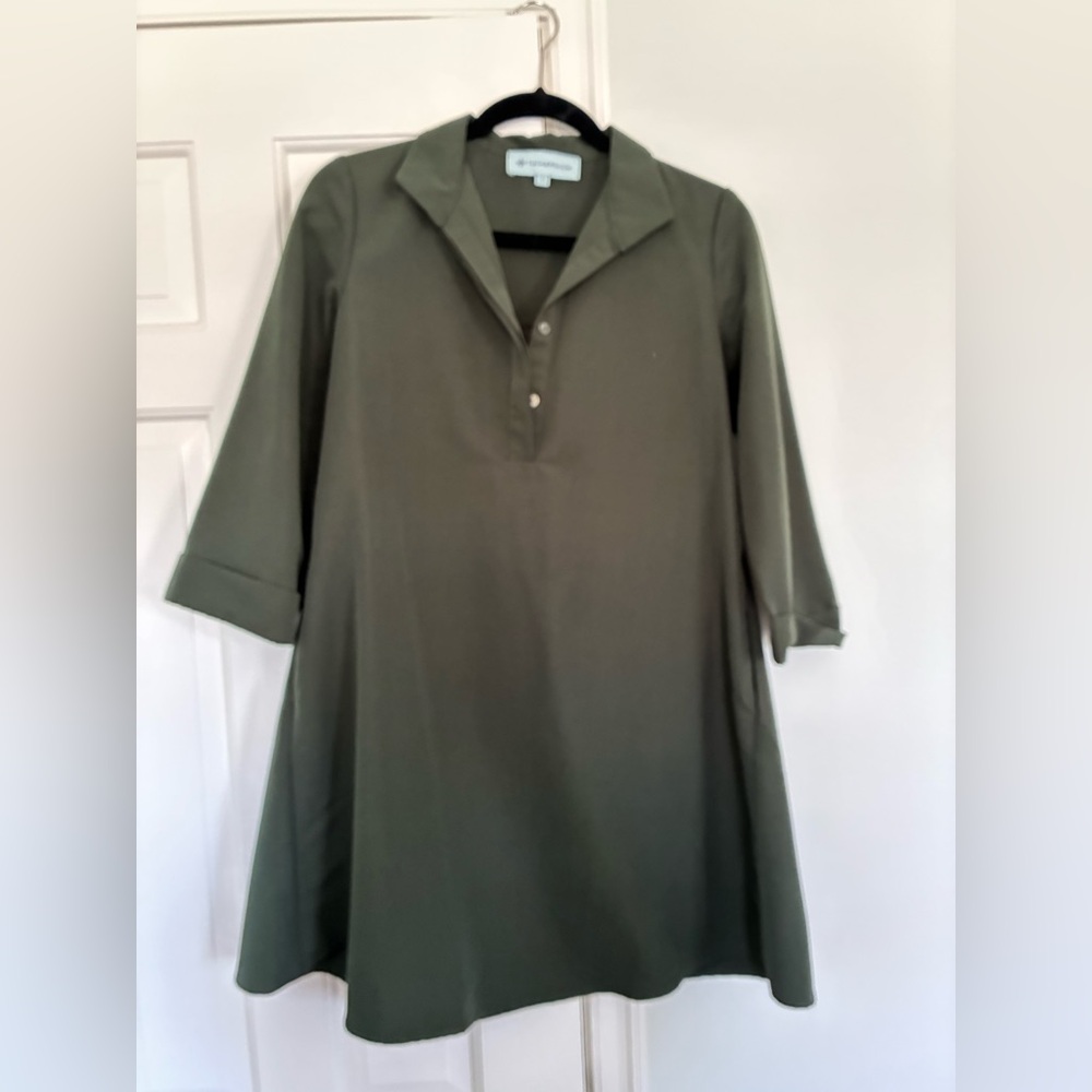 Tuckernuck Women's Dark Green Charlie Shirt Dress size S, NWOT
